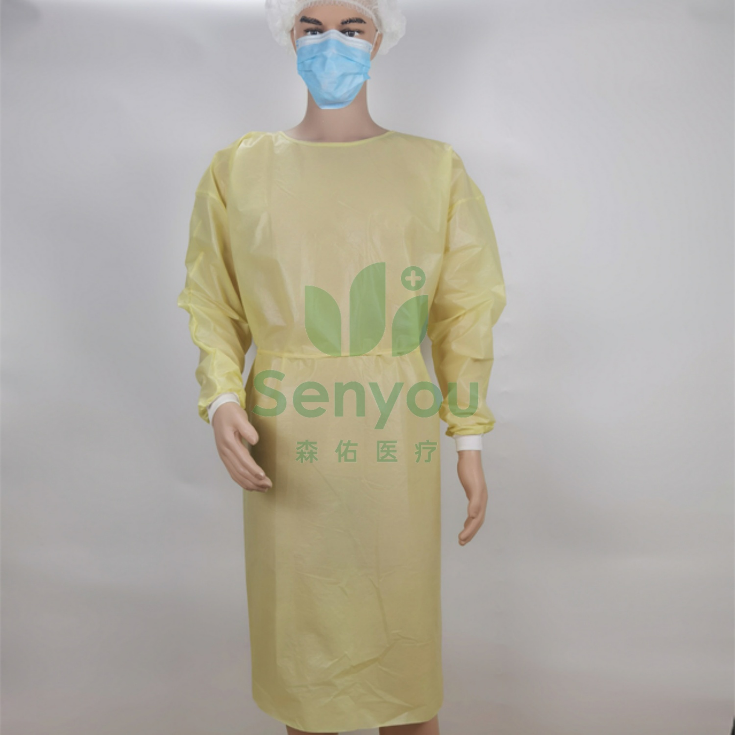 Medical disposable yellow isolation gown